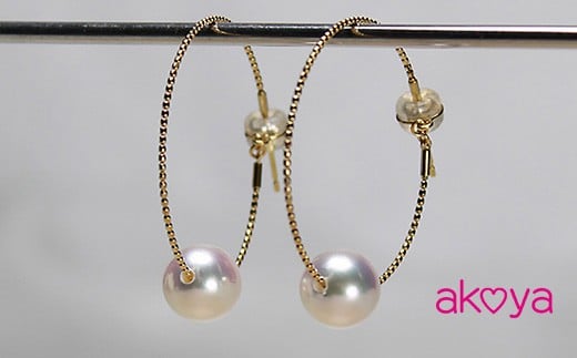 akoya フープピアス / 8.5～9.0ミリ 真珠 アコヤ パール ピアス 18金