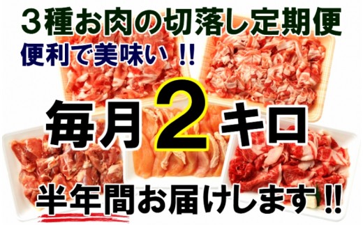 2kg 6回 美味い3種お肉切落しの半年間定期便 大分県国東市 ふるさと納税 ふるさとチョイス