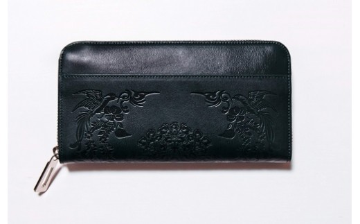 正倉院文様革財布 あをによし 濃藍