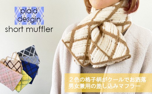 ふるさと納税 小物 ストール・マフラー 新潟県 五泉市 格子柄ショートマフラー グレー×ブルー 新潟県 五泉市 有限会社田中刺繍 グレー×ブルー 格子柄ショートマフラー 新潟県 五泉市 有限会社田中刺繍 - 新潟