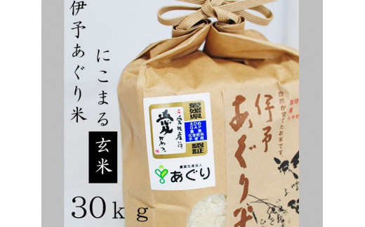 【Ｆ-９】★新米をお届けします！！★農薬・化学肥料不使用　伊予あぐり米「にこまる」（玄米30ｋｇ） のサムネイル