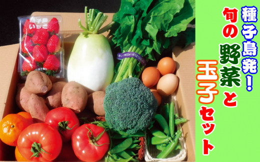 ある日の野菜セットです!安納いもに、イチゴ、ほうれん草、たんかん、スナップエンドウなどなど&新鮮たまご6個入り!
