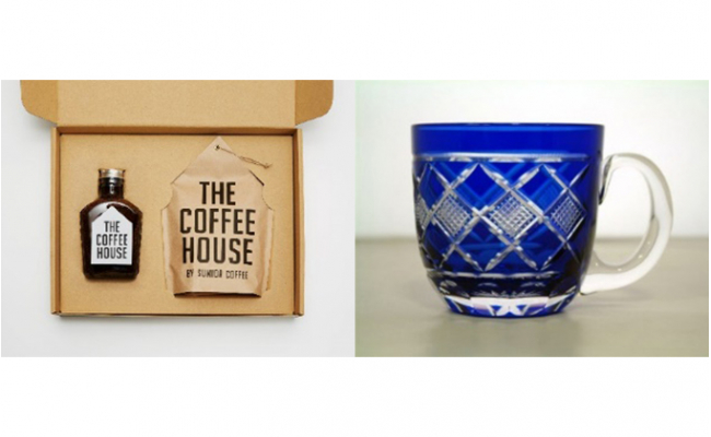 すみだ珈琲　THE COFFEE HOUSE ギフトBOX＋江戸切子カップ（魚子紋様）[№5630-0495]のサムネイル