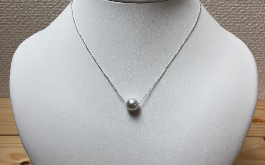 S085-031_天草産 あこや真珠 スルーネックレスペンダント SILVER G グレー