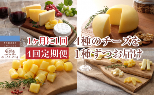 5642 0444 あしょろチーズ工房 チーズセット4種 4回定期便 1ヶ月に1回 22年3月より出荷開始 北海道足寄町 ふるさと納税 ふるさとチョイス