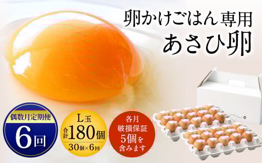 【定期便 偶数月 6回】卵かけごはん専用 あさひ卵 L玉サイズ×30個