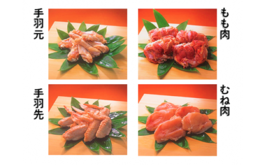 【純国産鶏種】「純和鶏」もも肉・むね肉・手羽先・手羽元　各1㎏　計4kgのサムネイル
