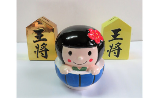 瀬戸市のご当地キャラ「せとちゃん」と「王将」の貯金箱3点セット