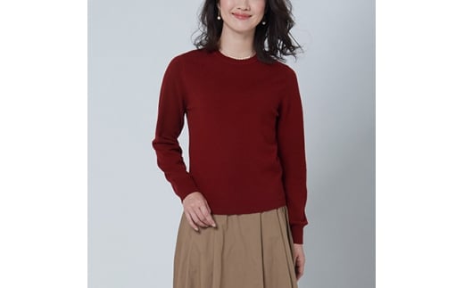 ふるさと納税 泉大津市 日本製　カシミヤ100%　レディース　クルーネック　ワイン　Lサイズ 日本製 カシミヤ100% レディース クルーネック ワイン Lサイズ