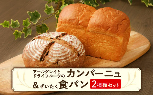 【熊本県美里町】アールグレイとドライフルーツのカンパーニュ＆ぜいたく食パン 2種セット
