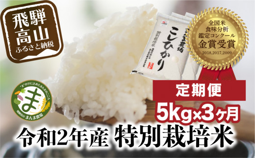 米 定期便 3ヶ月 飛騨こしひかり 5kg コシヒカリ 特別栽培米 岐阜県産 令和2年 まんま農場 C537 岐阜県高山市 ふるさと納税 ふるさとチョイス