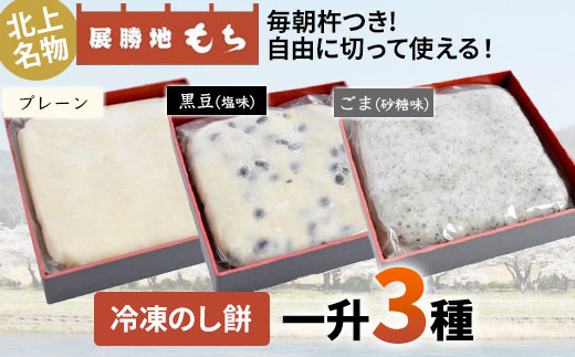 展勝地もち 冷凍のし餅三種セット 約1,100g×3枚