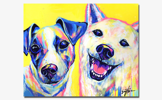 【愛犬アート】愛犬の写真を絵画にしませんか？ DOG ART F15号 EIJI TAMURA DOG ART【フルオーダーメイド絵画】