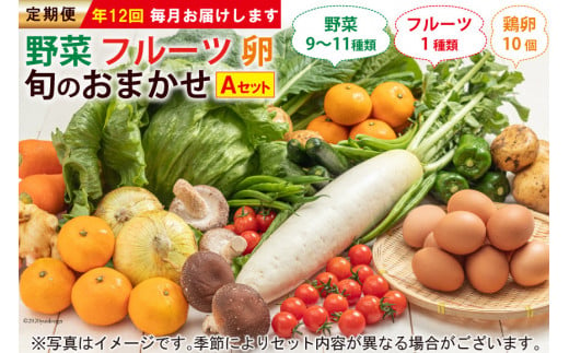 AD038【定期便】野菜・フルーツ・卵 旬のお任せセットA 年12回お届け 