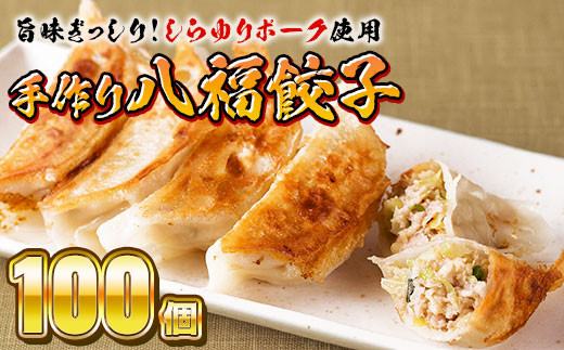 旨味ぎっしり! しらゆりポーク 手作り 八福餃子 100個 25個入×4袋