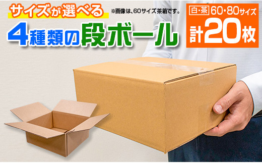 サイズが選べる 4種類 段ボール 計20枚 日用品 雑貨 ダンボール 箱