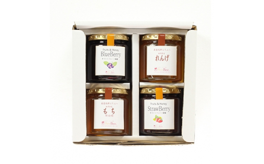 【福岡県大野城市】はちみつジャム(れんげ蜜・もち蜜・ブルーベリー・ストロベリー)セット【1049033】