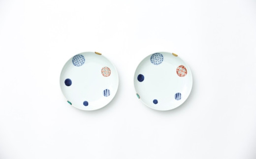 新品未使用】有田焼 染錦丸紋4寸小鉢 5客揃 （福珠窯）