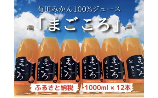 ZE6184_【まごころ】有田みかんジュース100% 1000ml×12本 - 和歌山県