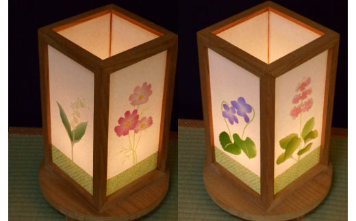 050F079 正絹着物生地で作ったおしゃれな行灯（あんどん） 四季の花