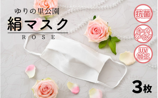 バラの模様が美しく浮かぶ 抗菌 オールシーズン快適 ゆりの里公園 絹マスク Rose 3枚セット B 福井県坂井市 ふるさと納税 ふるさとチョイス