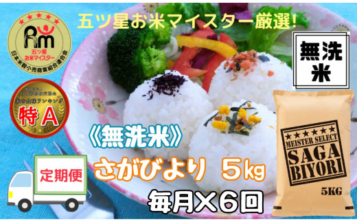 定期便】《無洗米》さがびより５kg×６回 B551 - 佐賀県伊万里市
