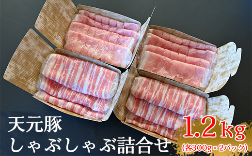 天元豚 しゃぶしゃぶ 詰合せ 計 1.2kg ロース バラ 各 300g × 2パック