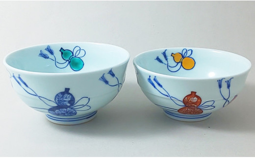 深川製磁　百年庵　六瓢　飯碗　皿　湯飲み　瓢箪　縁起物　ひょうたん　茶碗 有田焼 六瓢紋 対飯碗 【ヤマト陶磁器】食器 器 うつわ 磁器 陶磁器