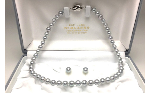 老舗の安心高品質・アコヤ真珠ブルーネックレスセット7.0～7.5ミリ
