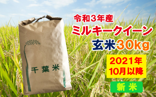 H02 A03 ミルキークイーン 玄米30kg 令和3年産新米 千葉県長生村 ふるさと納税 ふるさとチョイス