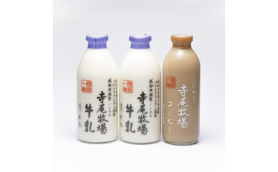 【和歌山県高野町】寺尾牧場のこだわり濃厚牛乳（ノンホモ牛乳）2本とコーヒー1本の合計3本セット