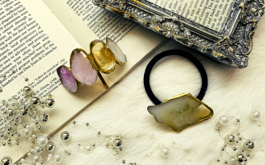 15 14 アゲートスライス ヘアアクセサリー 2点セット 福岡県築上町 ふるさと納税 ふるさとチョイス