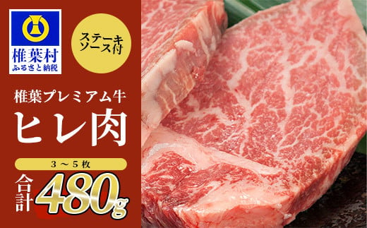 宮崎県産 椎葉プレミアム牛 ヒレ【480g】お試しステーキソース付き