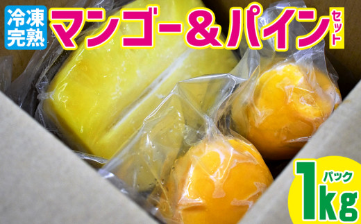 【沖縄県大宜味村】冷凍完熟マンゴー&パインセット　1kgパック
