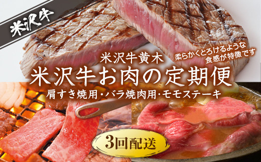 【米沢牛黄木（おおき）】米沢牛 お肉の定期便3回 （肩すき焼用