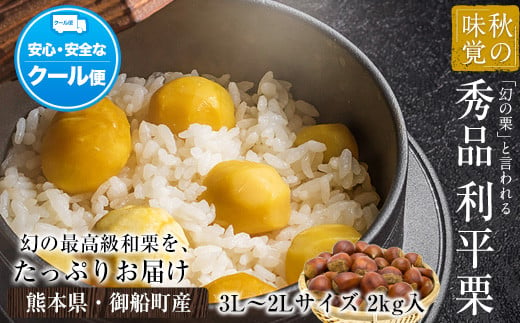 利平栗 熊本県御船町産限定 約2kg(3L-2Lサイズ)《9月下旬-10月上旬頃出荷》送料無料 期間限定 野菜 予約 スイーツ きんとん 甘露煮  渋皮煮 栗ご飯 熊本県御船町