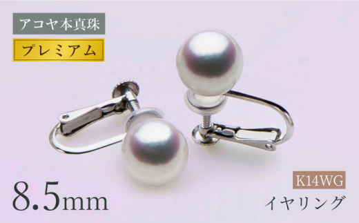 アコヤ本真珠 WG-8.5mm イヤリング 【プレミアム】/ パール 真珠