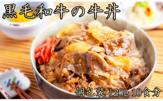 レンジで簡単調理！国産 黒毛和牛の牛丼　計1.2kg(120g×10) / 牛丼の具 /// 国産 黒毛和牛 お肉 柔らかい カルビ肉 ジューシー  人気 ワイン 厳選 冷凍 レンチン ギフト 贈答 奈良県 広陵町