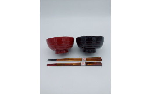 H5702 筋入で持ちやすいお椀と箸セット - 秋田県湯沢市｜ふるさと