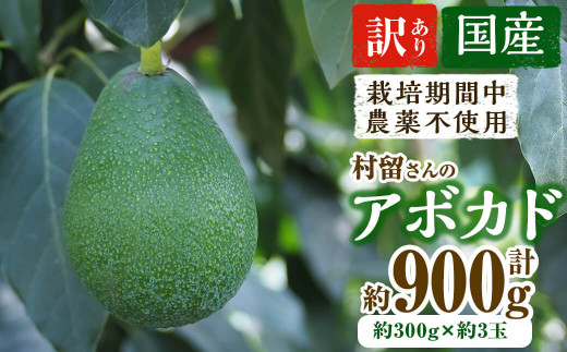 a0-180 【訳あり・期間限定】村留さんの国産アボカド 約900g(約300g×約3玉)