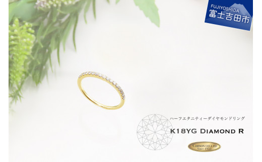 天然ダイヤモンド ハーフエタニティ リング K18 イエローゴールド  
