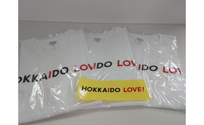 Hokkaido Love オリジナルグッズセット Tシャツ Mサイズ ステッカー 北海道 ふるさとチョイス ふるさと納税サイト