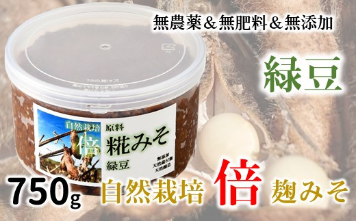 [N011] 自然栽培「緑豆」倍糀味噌（750g） - 石川県羽咋市