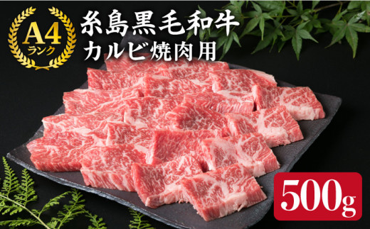 焼肉用】A4ランク 糸島 黒毛和牛 カルビ 500g 《糸島》 【糸島