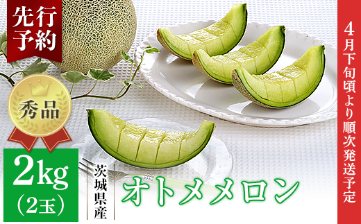 007-2茨城県産オトメメロン【秀品】約2kg（2玉） - 茨城県茨城町