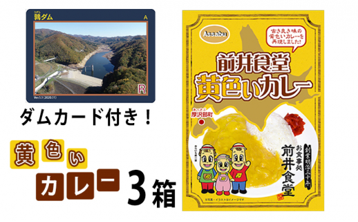 [№5539-0463]前井食堂 黄色いカレー3箱（ダムカードのおまけ付き