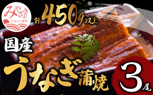 2ヶ月以内配送 国産うなぎ蒲焼長焼3尾 計450g さんしょう たれ付き M040 006 22 宮崎県宮崎市 ふるさと納税 ふるさとチョイス