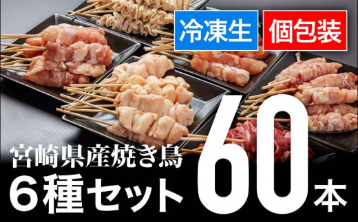 《2022年6月発送》宮崎県産若鶏の焼き鳥セット6種（60本 ...