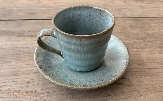 仲哀焼鏡山窯元】ソーサー付き コーヒーカップ (高さ 7cm / 飲み