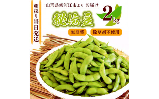 無農薬・除草剤不使用】 枝豆 「秘伝豆」 2kg （クール便） 山形産